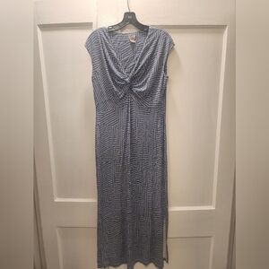 Elegant Blue Chico's Patterned Maxi Dress